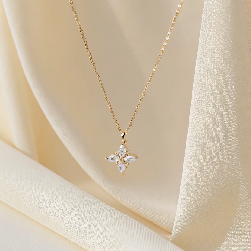 Four-Petal Glow Floral Necklace